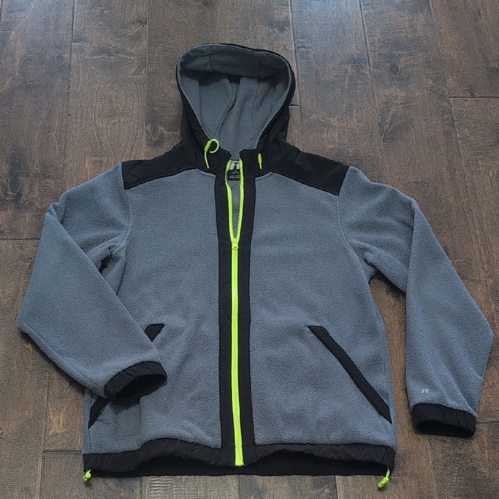 ⭐3/$12⭐ Russell Athletic Gray Fleece Jacket with Neon Highlights